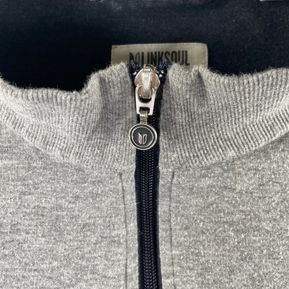Linksoul Sweater Mens XL 1/4 Zip Mock Neck Pullover Lightweight Gray Golf Casual